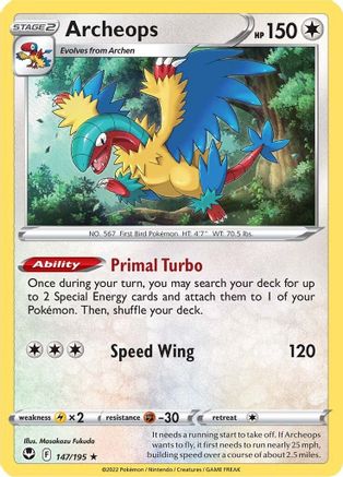 SWSH12 Silver Tempest  147/195 Archeops  - Reverse Holofoil - Holo Rare