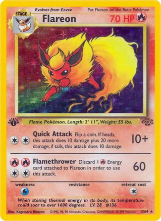 Jungle  003/64 Flareon (3)  - 1st Edition Holofoil - Holo Rare