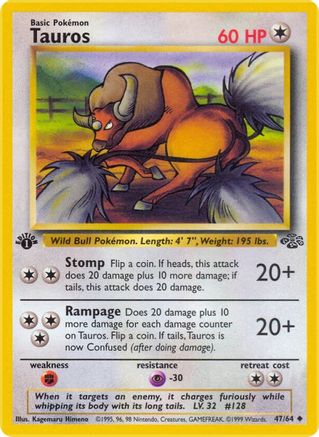 Jungle  047/64 Tauros  - 1st Edition - Uncommon