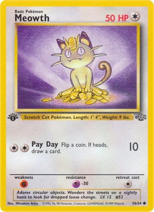 Jungle  056/64 Meowth  - 1st Edition - Common
