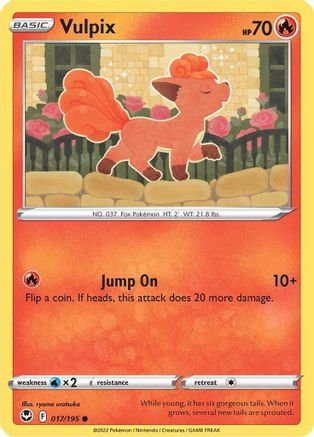 SWSH12 Silver Tempest  017/195 Vulpix  - Reverse Holofoil - Common