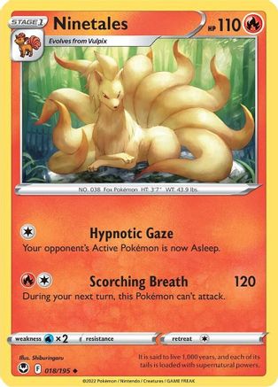 SWSH12 Silver Tempest  018/195 Ninetales  - Reverse Holofoil - Uncommon