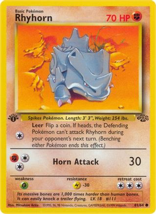 Jungle  061/64 Rhyhorn  - 1st Edition - Common