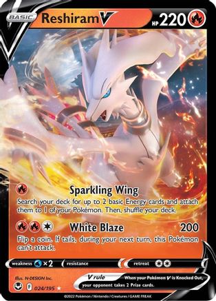 SWSH12 Silver Tempest  024/195 Reshiram V  - Holofoil - Ultra Rare