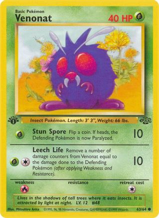 Jungle  063/64 Venonat  - 1st Edition - Common