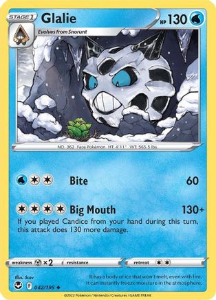 SWSH12 Silver Tempest  042/195 Glalie  - Uncommon