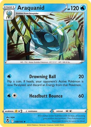 SWSH12 Silver Tempest  048/195 Araquanid  - Reverse Holofoil - Uncommon