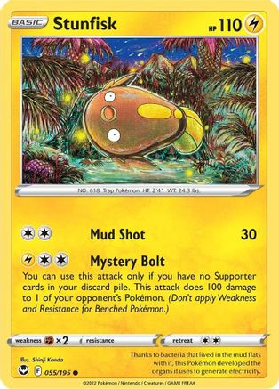 SWSH12 Silver Tempest  055/195 Stunfisk  - Reverse Holofoil - Common