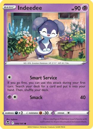 SWSH12 Silver Tempest  086/195 Indeedee  - Reverse Holofoil - Common