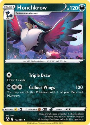 SWSH12 Silver Tempest  107/195 Honchkrow  - Uncommon