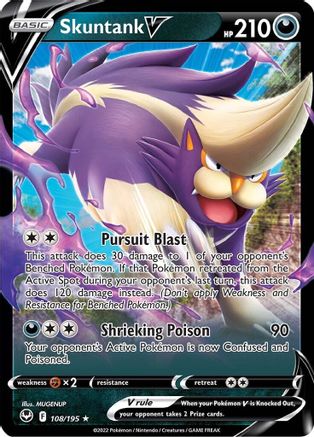 SWSH12 Silver Tempest  108/195 Skuntank V  - Holofoil - Ultra Rare