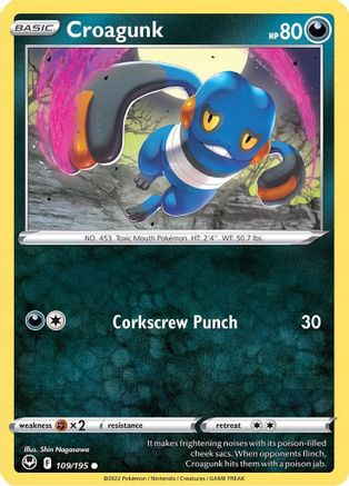 SWSH12 Silver Tempest  109/195 Croagunk  - Common