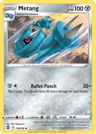 SWSH12 Silver Tempest  118/195 Metang  - Reverse Holofoil - Uncommon