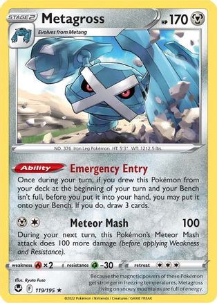 SWSH12 Silver Tempest  119/195 Metagross  - Holofoil - Holo Rare