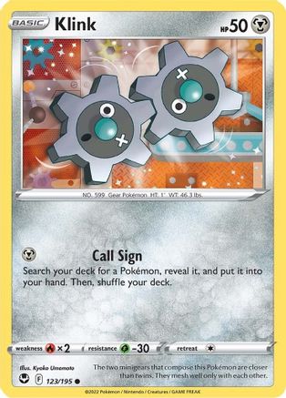 SWSH12 Silver Tempest  123/195 Klink  - Common