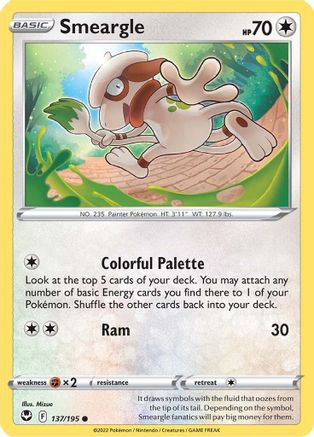 SWSH12 Silver Tempest  137/195 Smeargle  - Common