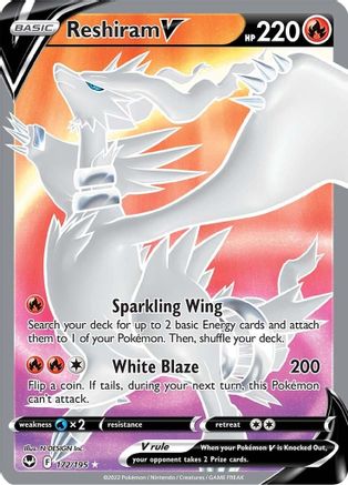 SWSH12 Silver Tempest  172/195 Reshiram V (Full Art)  - Holofoil - Ultra Rare
