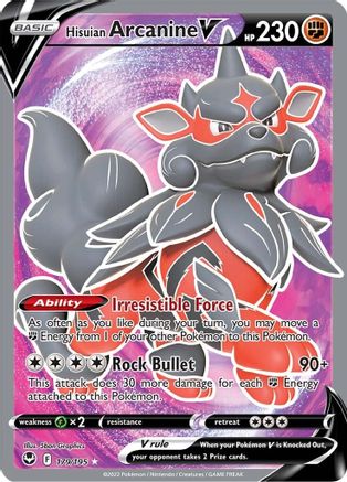 SWSH12 Silver Tempest  179/195 Hisuian Arcanine V (Full Art)  - Holofoil - Ultra Rare