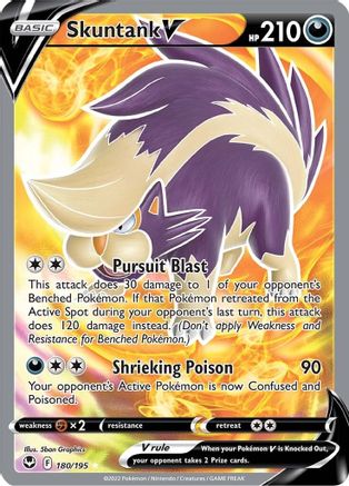 SWSH12 Silver Tempest  180/195 Skuntank V (Full Art)  - Holofoil - Ultra Rare