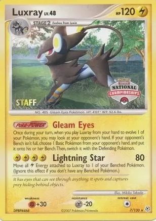 League & Championship Cards /130 Luxray - 7/130 (National Championships) [Staff]  - Promo