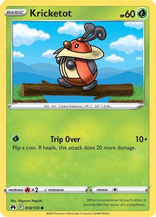 Crown Zenith  010/159 Kricketot  - Reverse Holofoil - Common