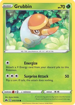 Crown Zenith  015/159 Grubbin  - Reverse Holofoil - Common