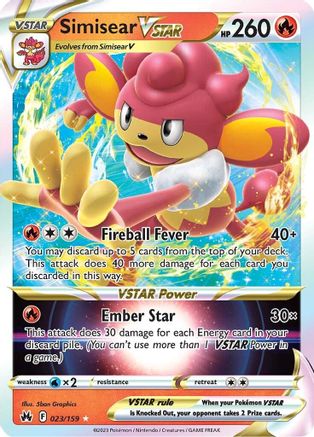 Crown Zenith  023/159 Simisear VSTAR  - Holofoil - Ultra Rare