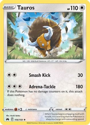 Crown Zenith  106/159 Tauros  - Rare