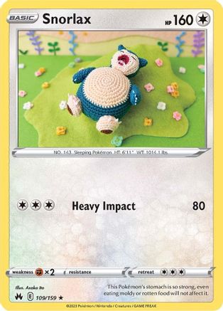 Crown Zenith  109/159 Snorlax  - Reverse Holofoil - Rare