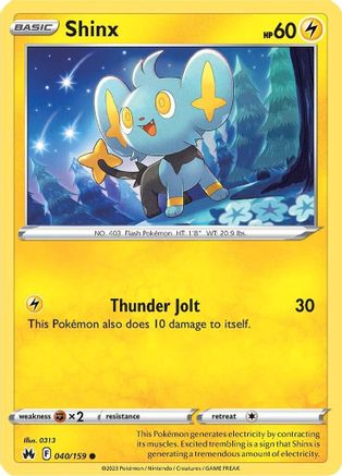 Crown Zenith  040/159 Shinx (40)  - Reverse Holofoil - Common