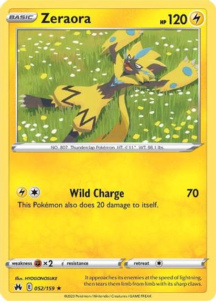 Crown Zenith  052/159 Zeraora  - Rare