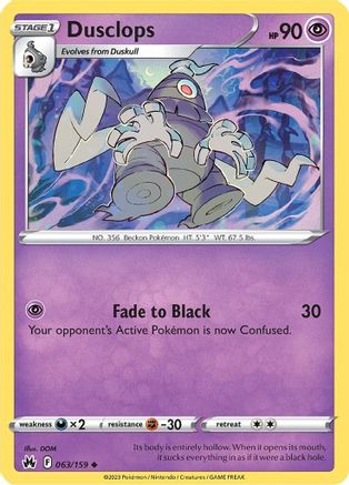 Crown Zenith  063/159 Dusclops  - Reverse Holofoil - Uncommon