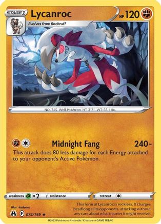 Crown Zenith  074/159 Lycanroc  - Rare