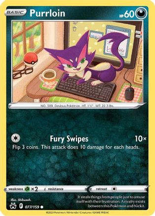 Crown Zenith  077/159 Purrloin  - Common