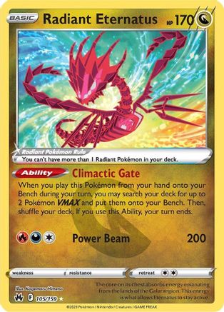 Crown Zenith  105/159 Radiant Eternatus  - Holofoil - Radiant Rare