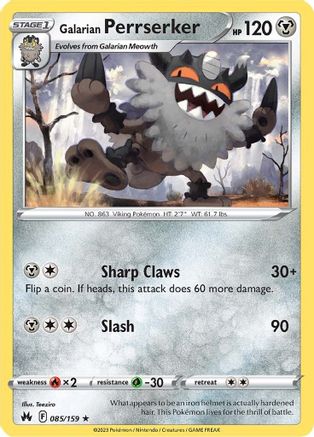 Crown Zenith  085/159 Galarian Perrserker  - Rare