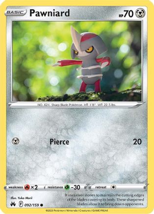 Crown Zenith  092/159 Pawniard (92)  - Reverse Holofoil - Common