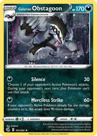 Miscellaneous Cards & Products  161/264 Galarian Obstagoon (Cosmos Holo)  - Holofoil - Holo Rare