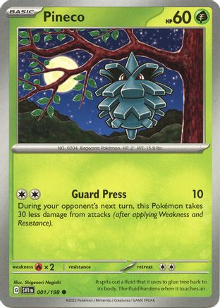 SV01 Scarlet & Violet Base Set  001/198 Pineco  - Reverse Holofoil - Common