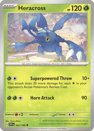 SV01 Scarlet & Violet Base Set  002/198 Heracross  - Reverse Holofoil - Uncommon