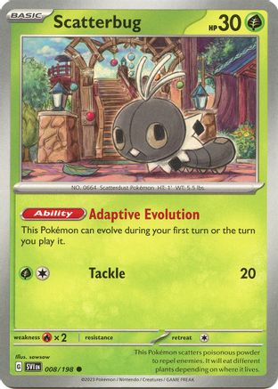 SV01 Scarlet & Violet Base Set  008/198 Scatterbug  - Reverse Holofoil - Common