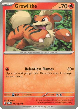 SV01 Scarlet & Violet Base Set  030/198 Growlithe  - Reverse Holofoil - Common