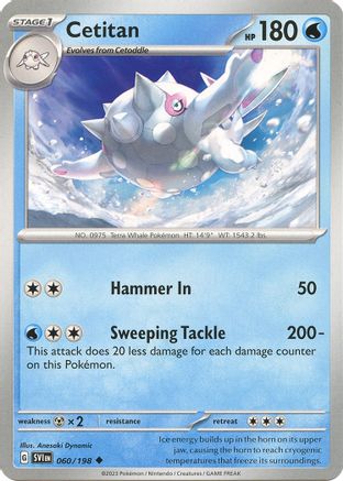 SV01 Scarlet & Violet Base Set  060/198 Cetitan  - Reverse Holofoil - Uncommon