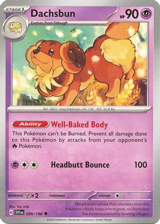 SV01 Scarlet & Violet Base Set  099/198 Dachsbun  - Reverse Holofoil - Uncommon