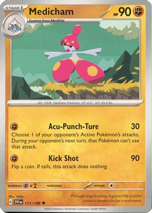 SV01 Scarlet & Violet Base Set  111/198 Medicham  - Reverse Holofoil - Uncommon