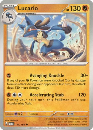 SV01 Scarlet & Violet Base Set  114/198 Lucario  - Reverse Holofoil - Uncommon