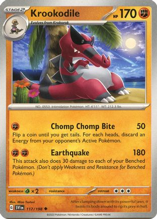 SV01 Scarlet & Violet Base Set  117/198 Krookodile  - Reverse Holofoil - Uncommon