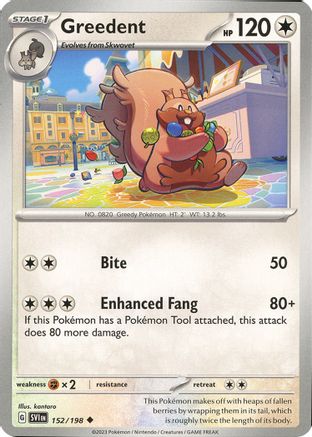 SV01 Scarlet & Violet Base Set  152/198 Greedent  - Reverse Holofoil - Uncommon