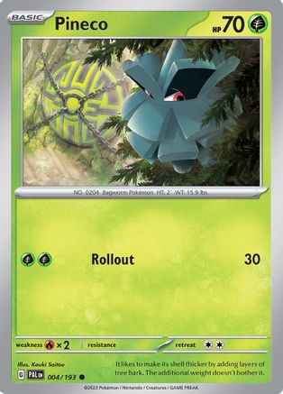 SV02 Paldea Evolved  004/193 Pineco  - Reverse Holofoil - Common