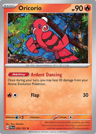 SV02 Paldea Evolved  033/193 Oricorio  - Reverse Holofoil - Rare